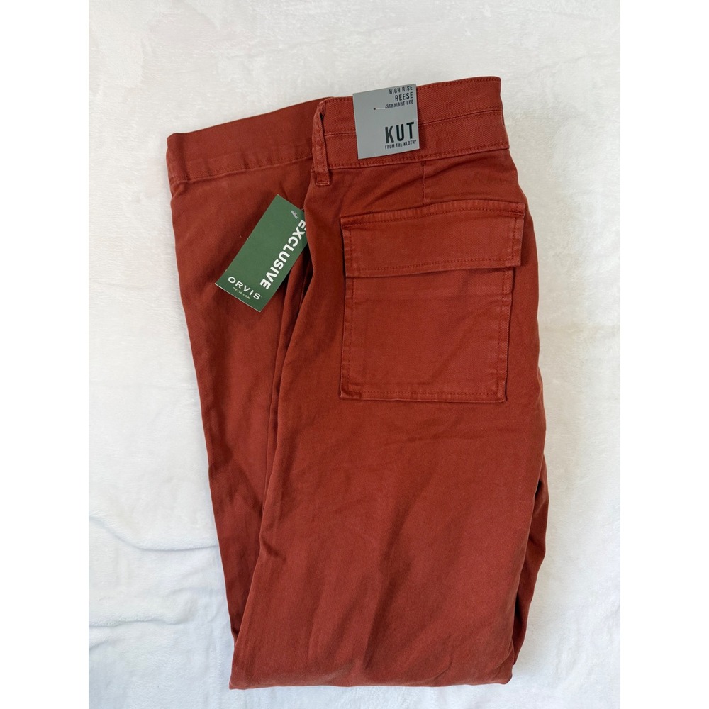 KUT from the Kloth Reese Straight Leg Pants 6 Rust High Rise Orvis Womens